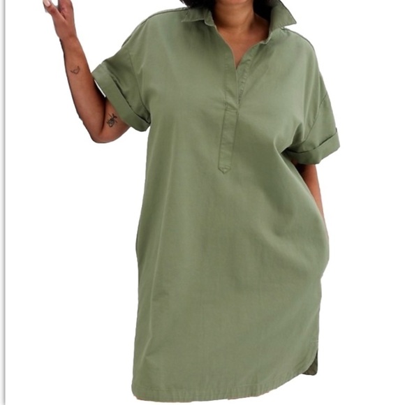 Gap Popover Mini Dress in Olive - Picture 1 of 11